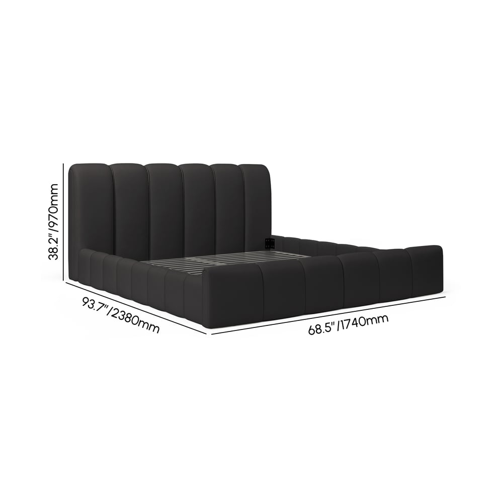 Humply Modern Leather Wingback Queen Bed Frame with Upholstered Headboard weights dimensions image