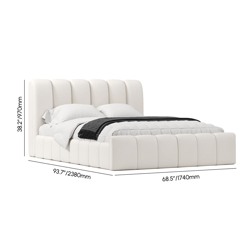 Humply Modern Leather Wingback Queen Bed Frame with Upholstered Headboard weights dimensions image