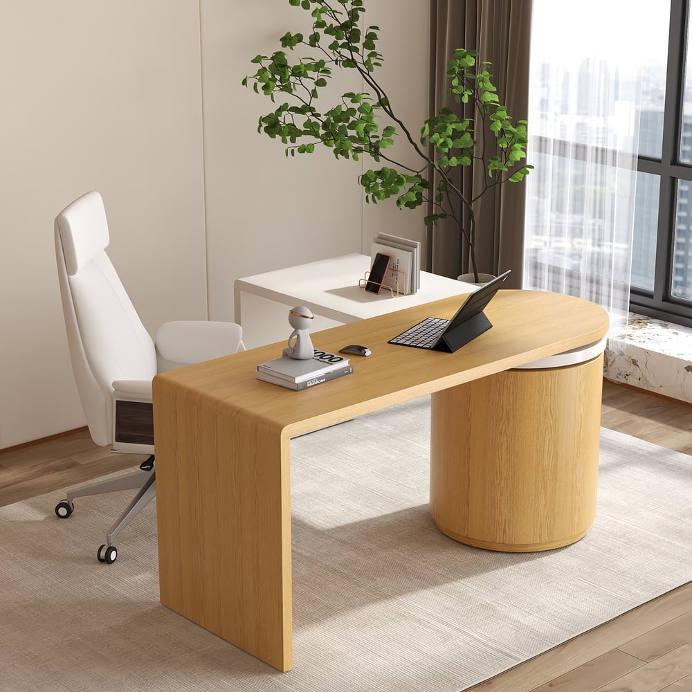 Modern Rotatable L Shaped Executive Desk with Cabinet & 2 Drawers (1520mm) window image