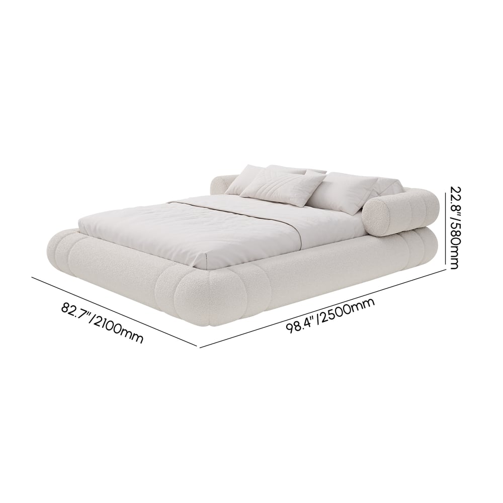 Queen Size Boucle Upholstered Cloud Floor Bed Frame weights dimensions image