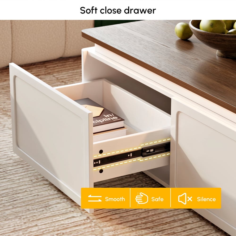 Ambra 1200mm Walnut & White LED Coffee Table window image