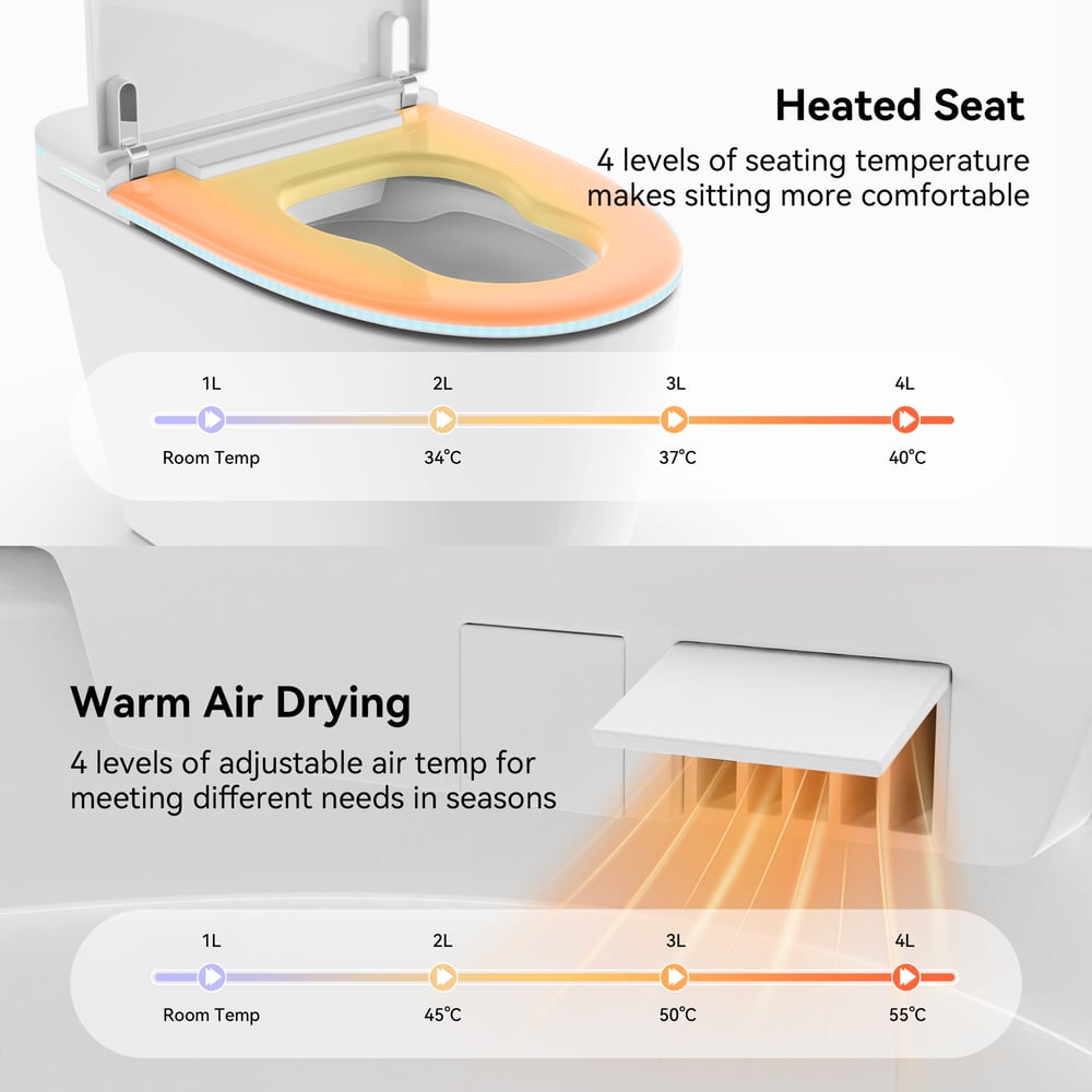 Glowin K2 Modern Smart Toilet One-Piece Elongated Smart Toilet with Built-in Tank window image