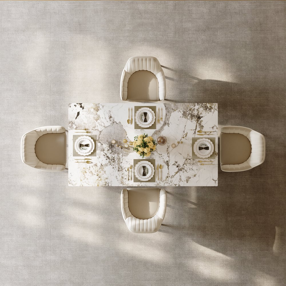 Luxotic Series 63" Modern Rectangle Sintered Stone Dining Table Seats 4-6 People window image