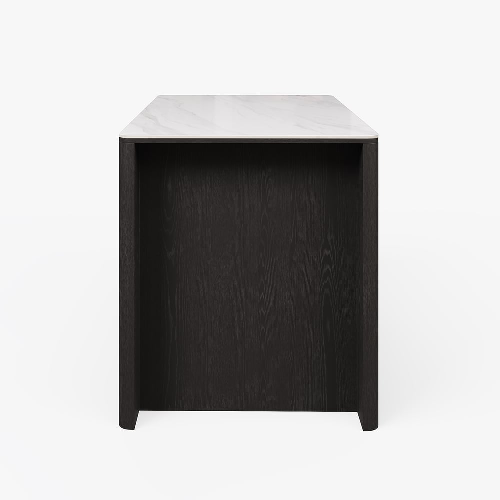 51" Sintered Stone Top Solid Wood Kitchen Island with Storage in Black window image