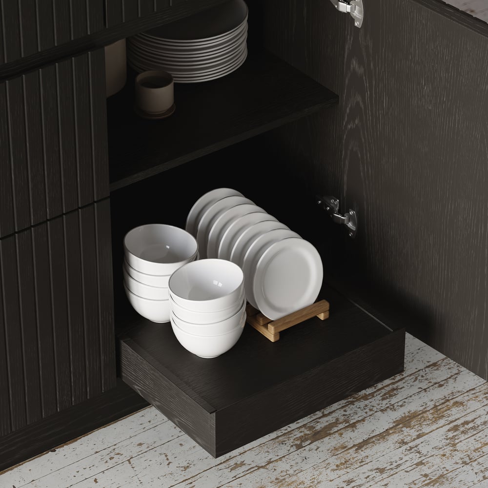72" Sintered Stone Top Solid Wood Kitchen Island with Storage in Black window image