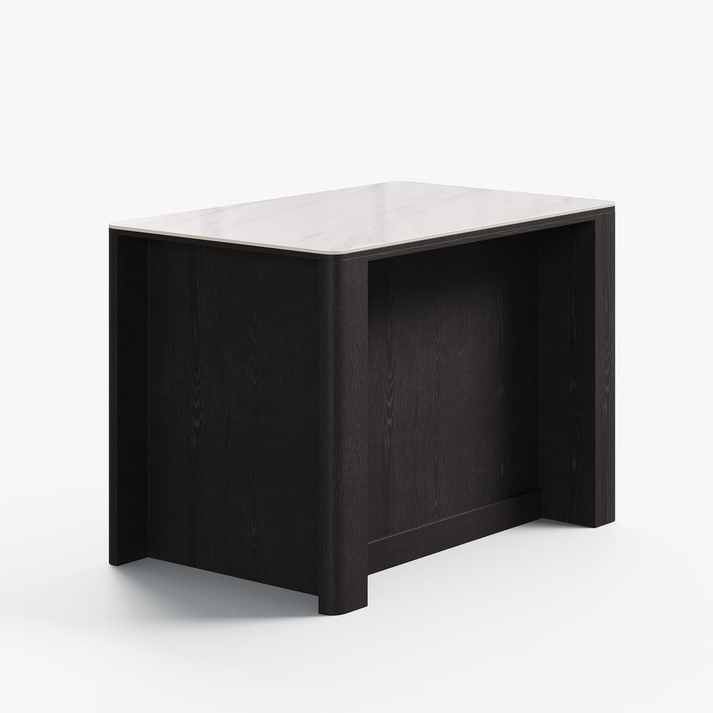 51" Sintered Stone Top Solid Wood Kitchen Island with Storage in Black window image