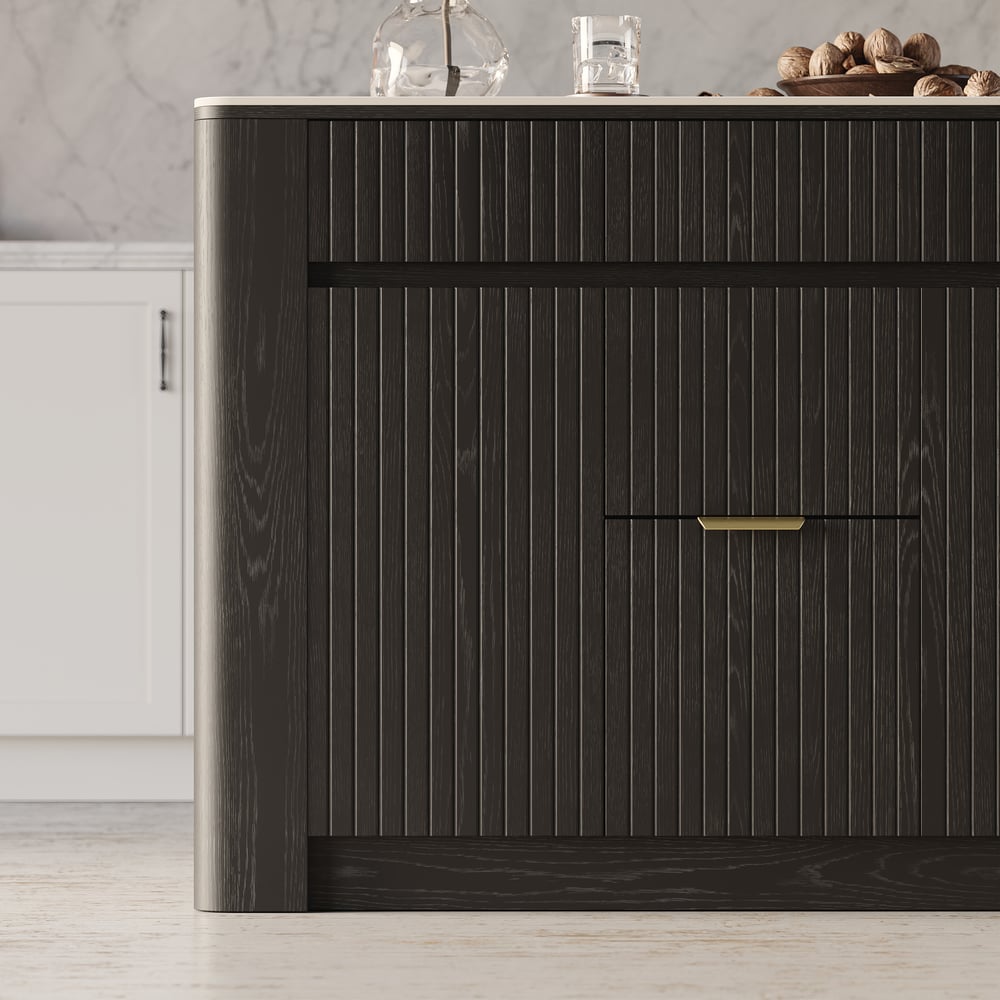 51" Sintered Stone Top Solid Wood Kitchen Island with Storage in Black window image