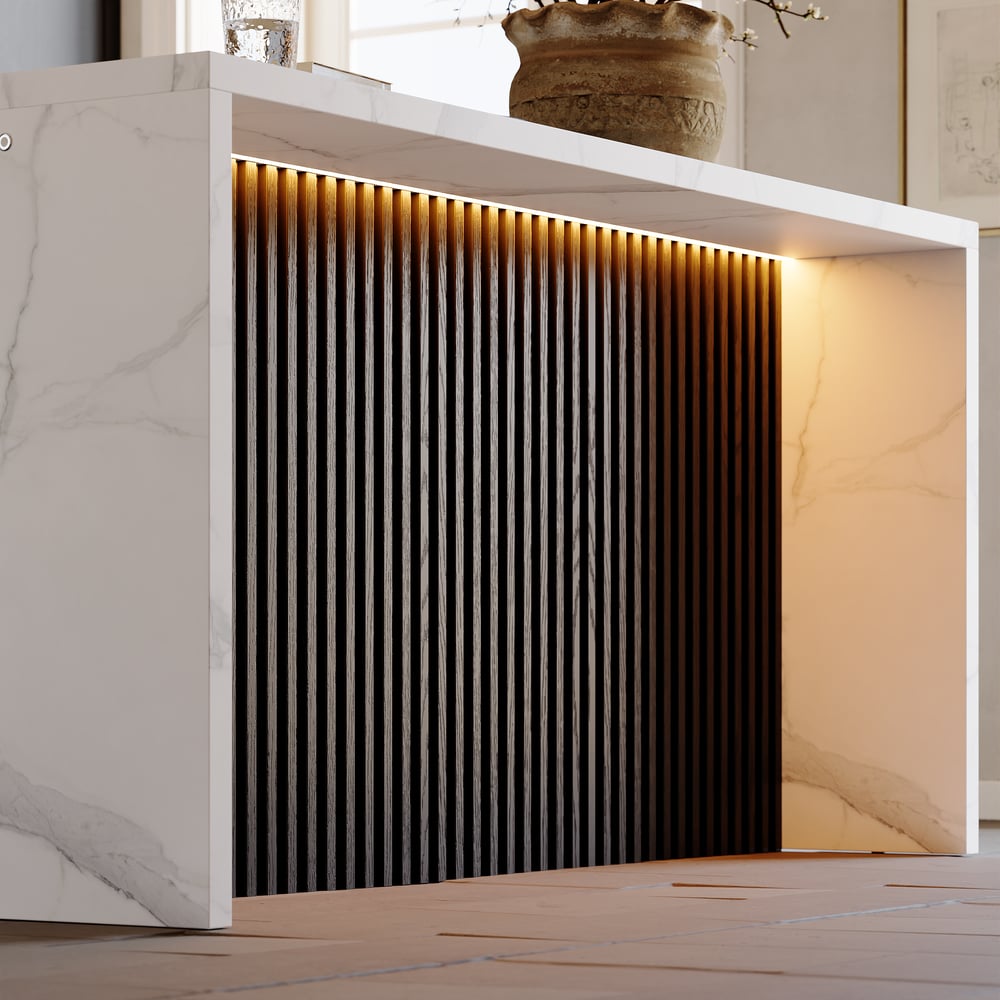 72" Modern Waterfall Kitchen lsland with Light & Storage window image
