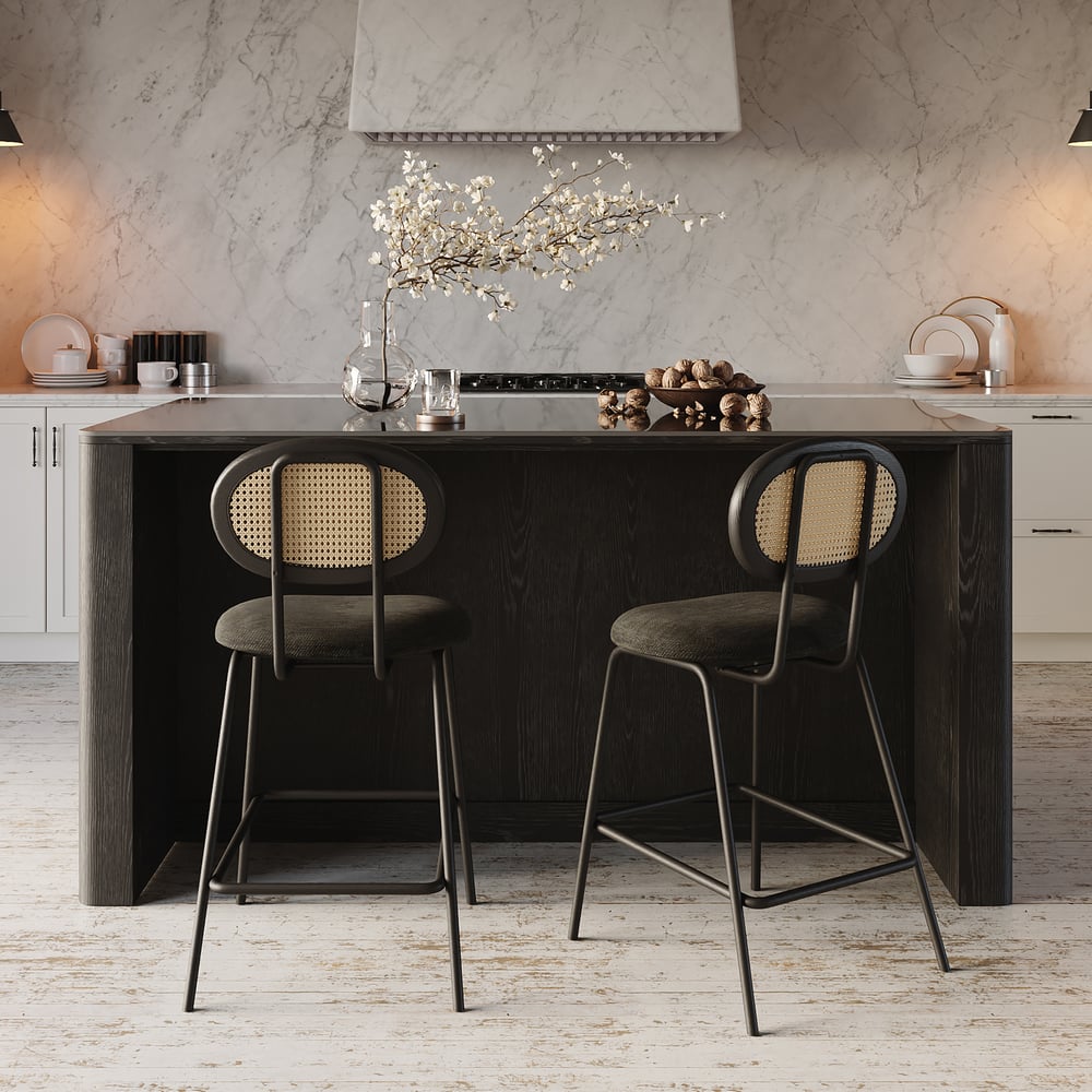 72" Sintered Stone Top Solid Wood Kitchen Island with Storage in Black window image