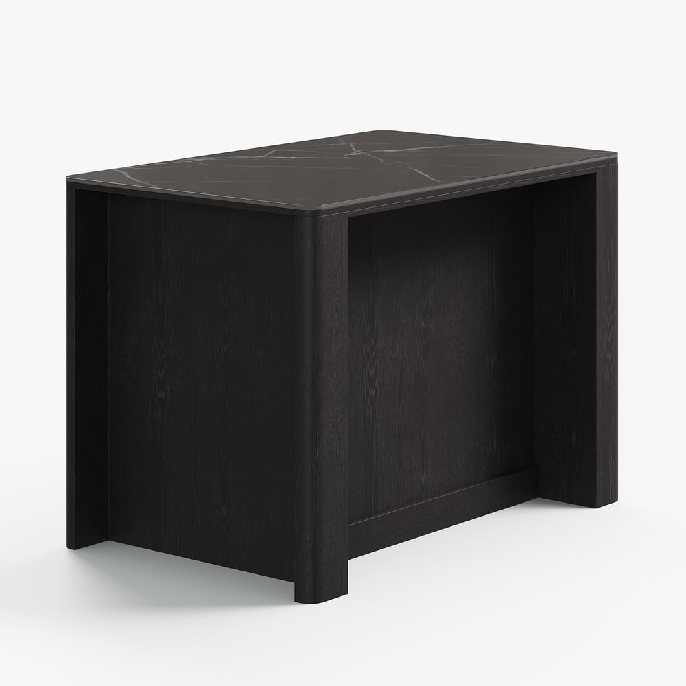 51" Sintered Stone Top Solid Wood Kitchen Island with Storage in Black window image
