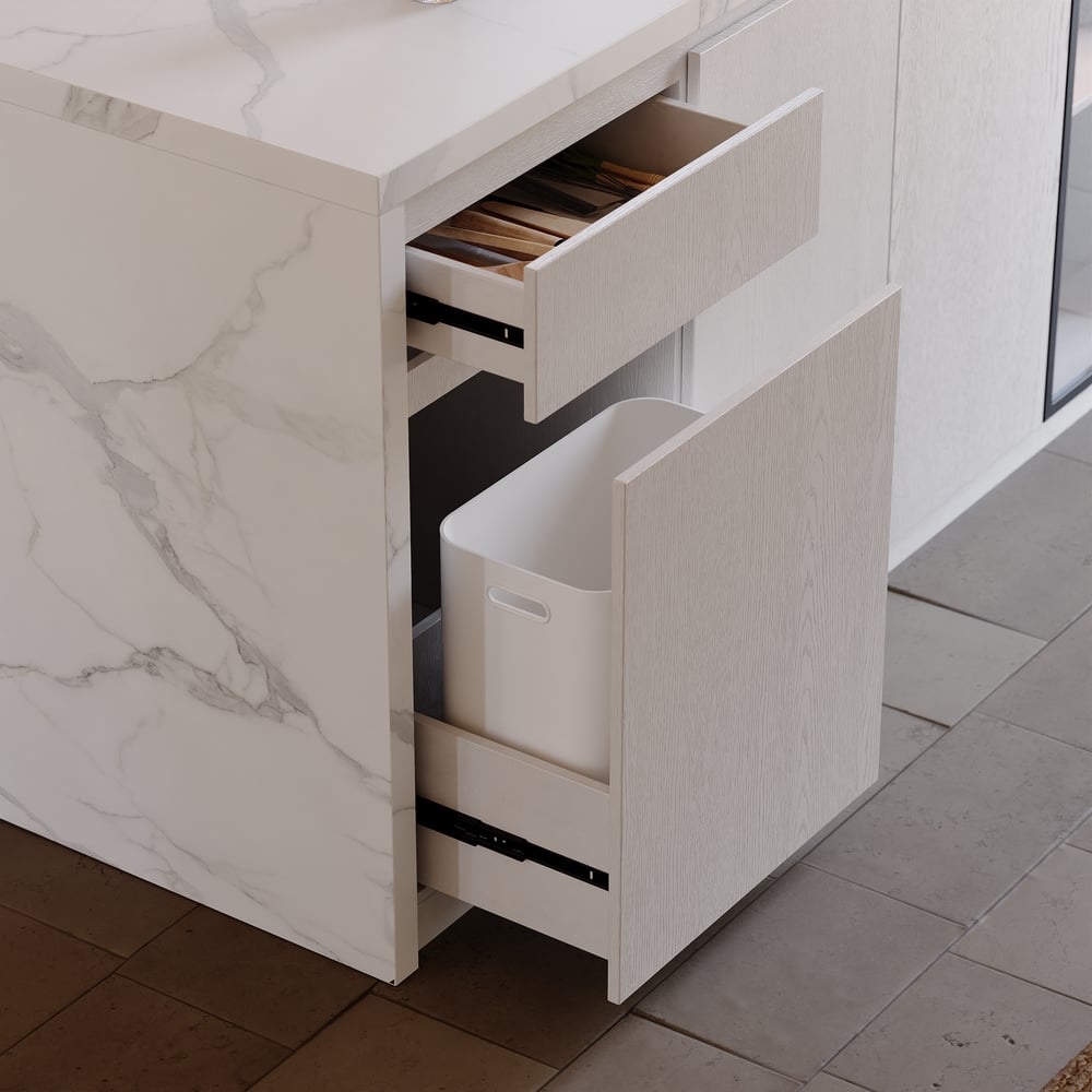 72" Modern Waterfall Kitchen lsland with Light & Storage window image