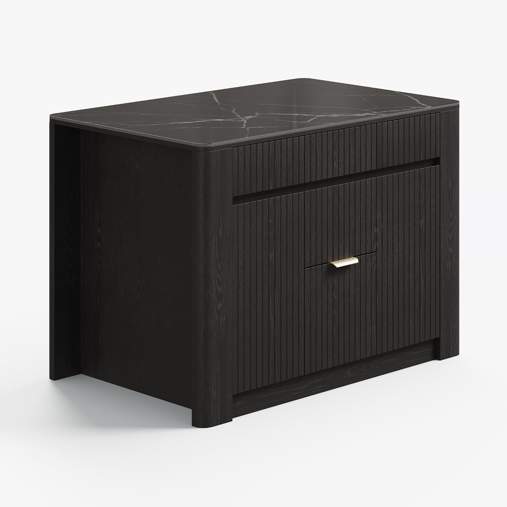 51" Sintered Stone Top Solid Wood Kitchen Island with Storage in Black window image