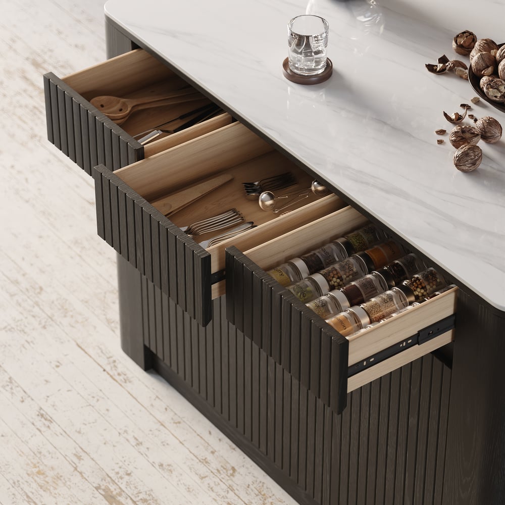 51" Sintered Stone Top Solid Wood Kitchen Island with Storage in Black window image