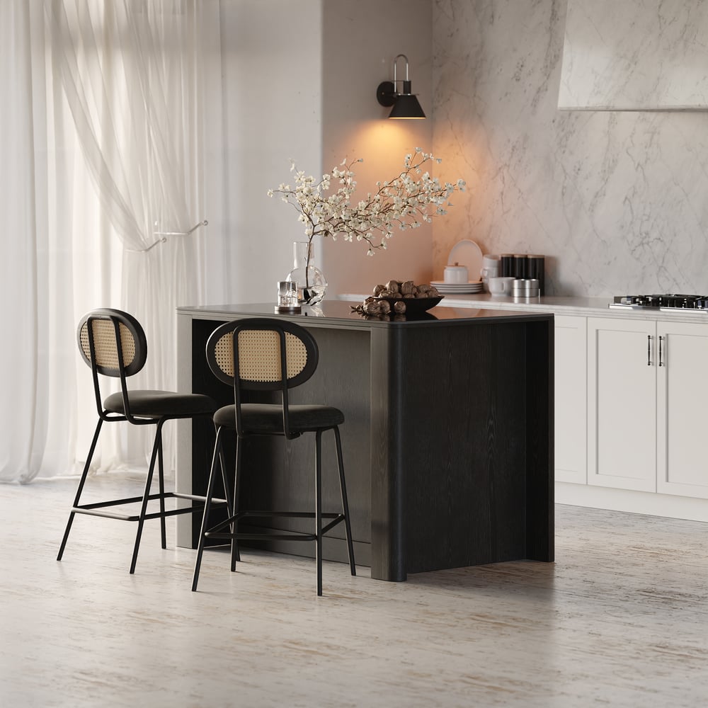 51" Sintered Stone Top Solid Wood Kitchen Island with Storage in Black window image
