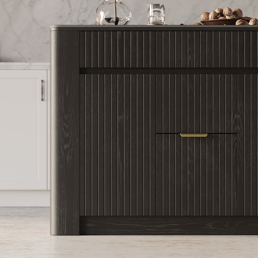 51" Sintered Stone Top Solid Wood Kitchen Island with Storage in Black window image