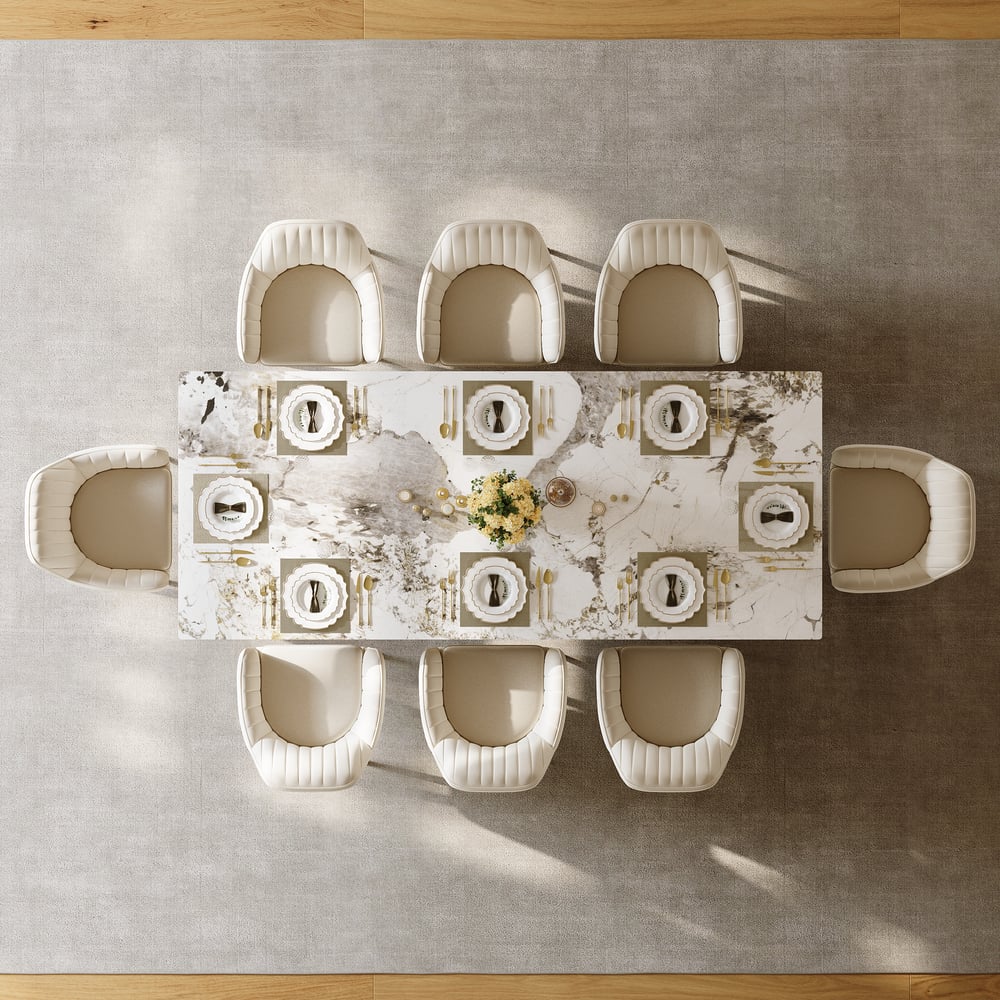 Luxotic Series 86.6" Modern Rectangle Dining Table Sintered Stone Top Seats 6-8 window image