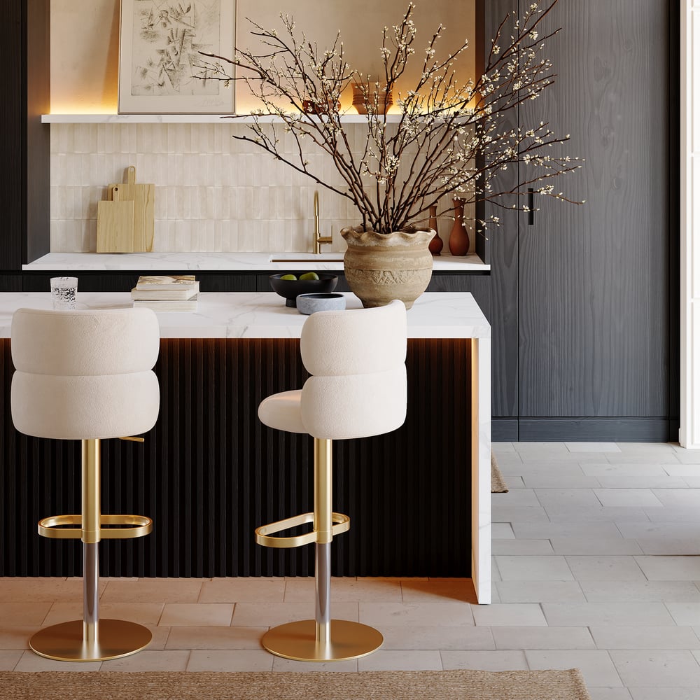 72" Modern Waterfall Kitchen lsland with Light & Storage window image