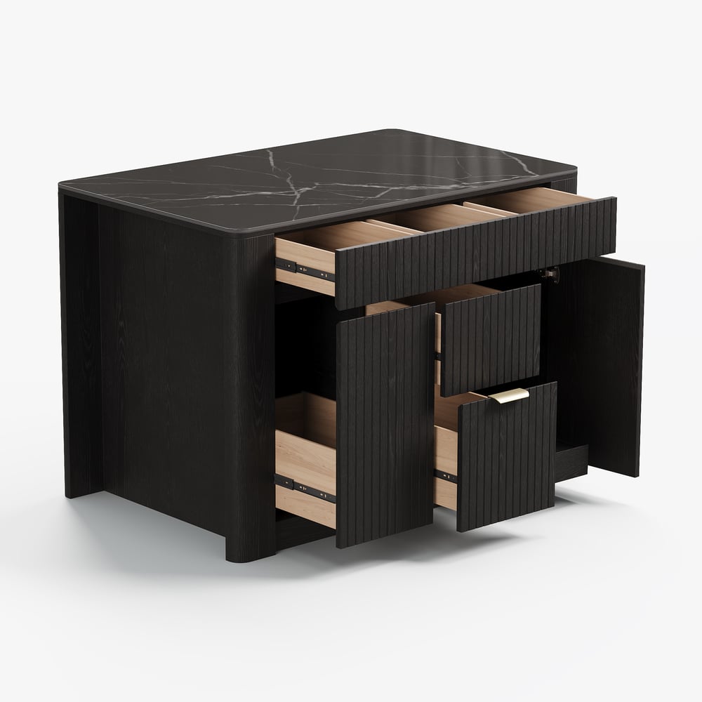 1290mm Sintered Stone Top Solid Wood Kitchen Island with Storage window image