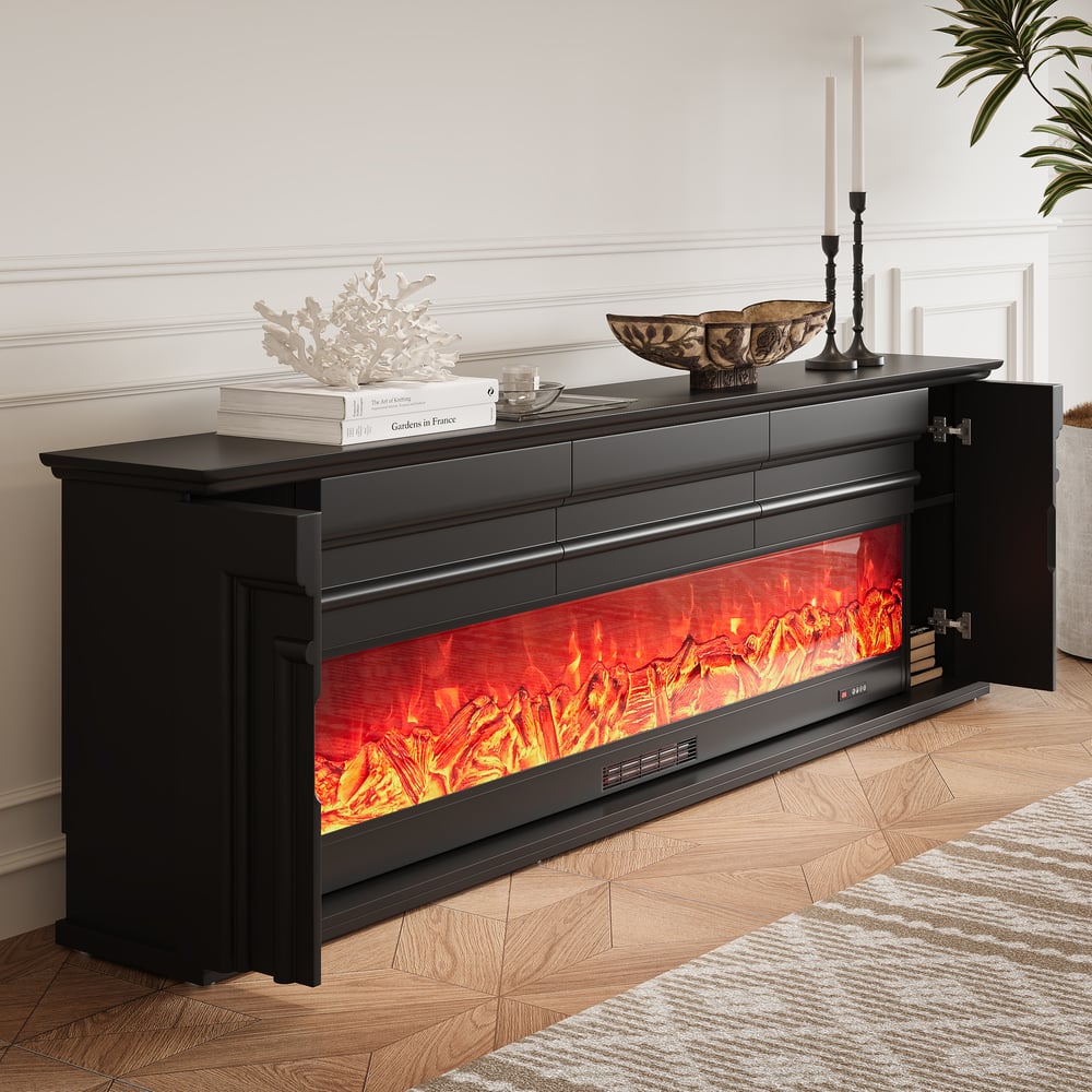 78.7" Electric Fireplace TV Stand with Remote Control window image