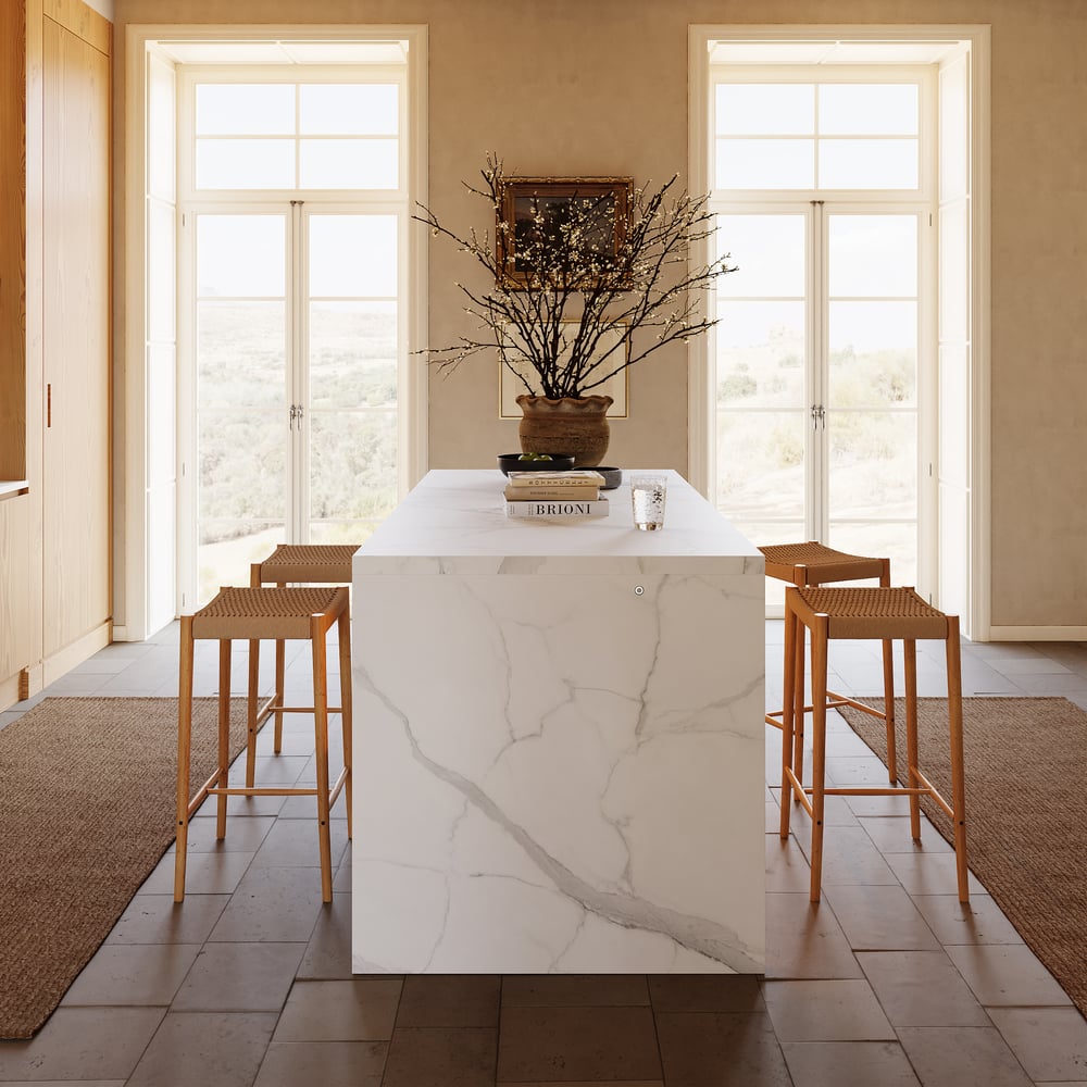 72" Modern Waterfall Kitchen lsland with Light & Storage window image
