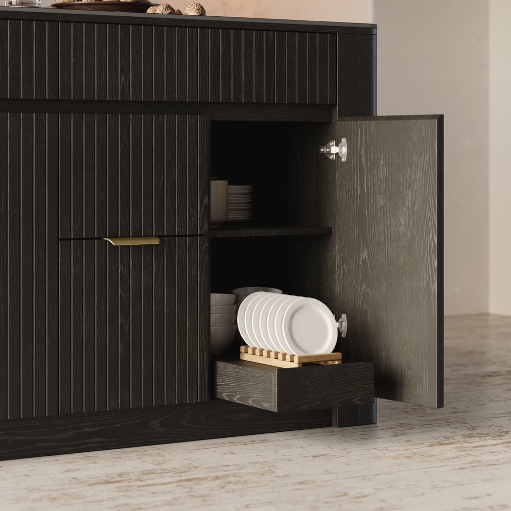 51" Sintered Stone Top Solid Wood Kitchen Island with Storage in Black window image
