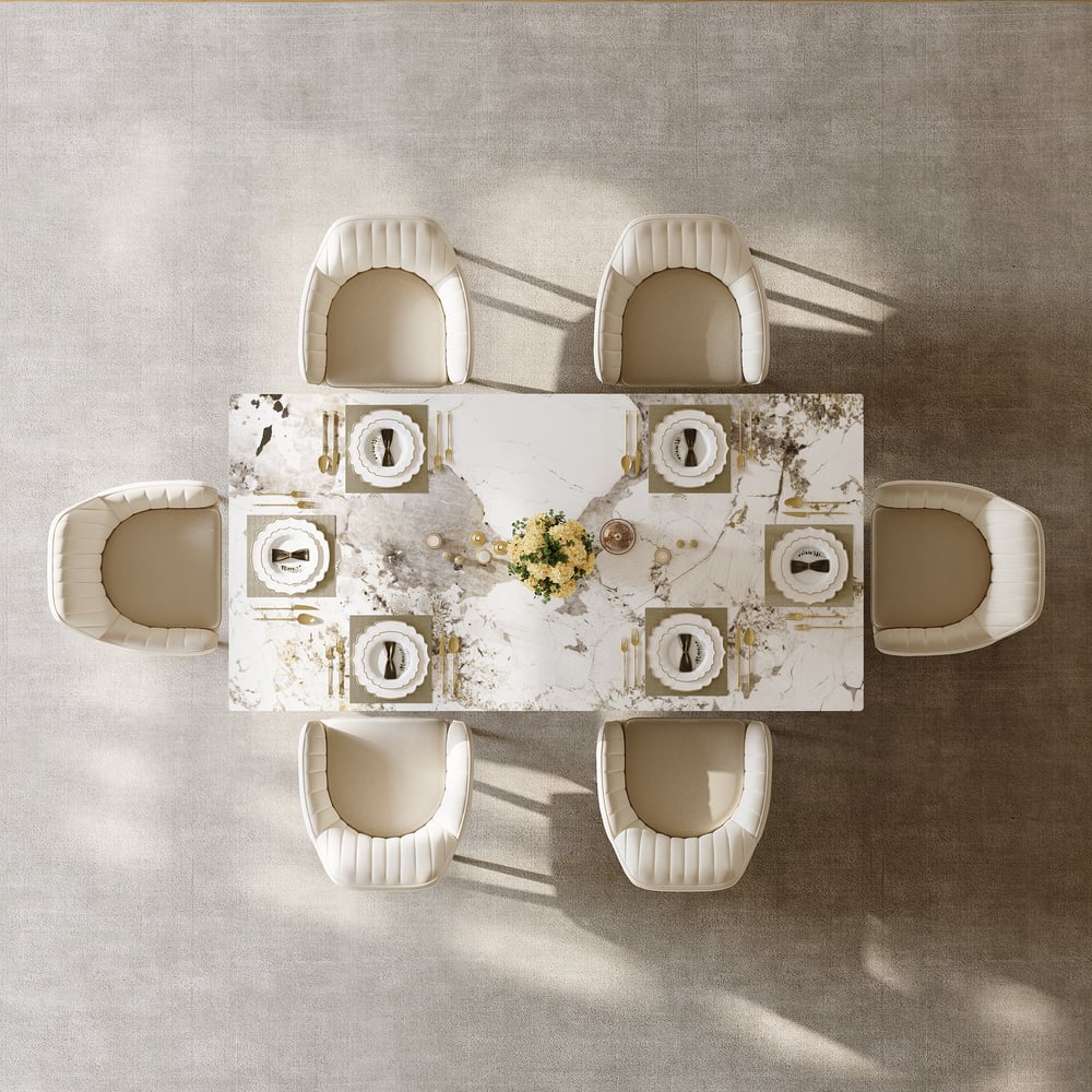 Luxotic Series 70.9" Modern Rectangle Sintered Stone Dining Table Seats 6 People window image