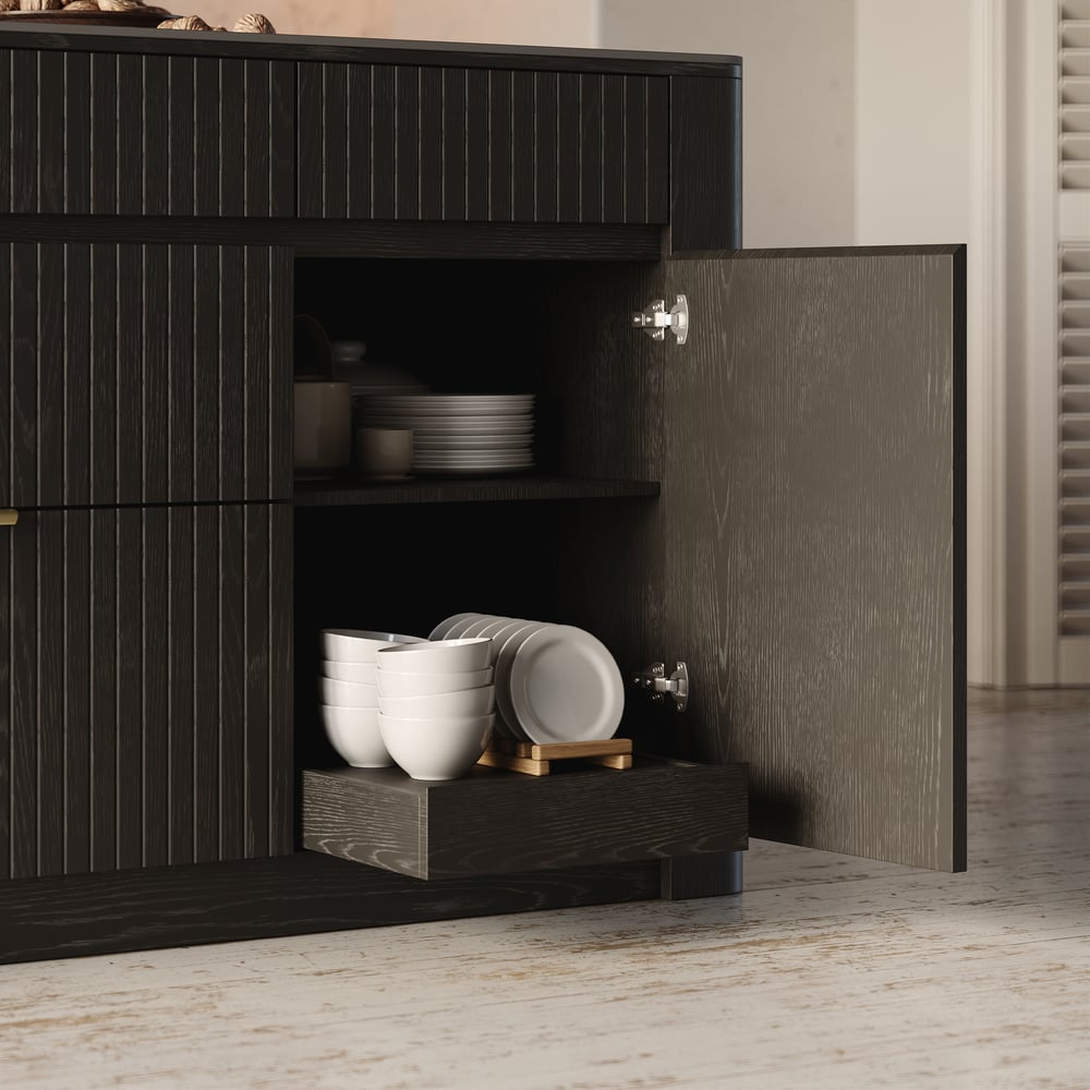 51" Sintered Stone Top Solid Wood Kitchen Island with Storage in Black window image