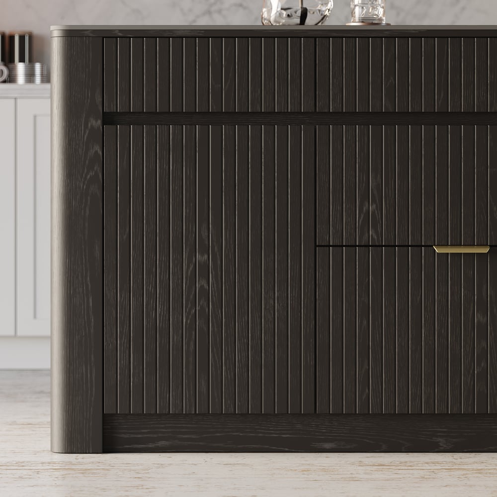 72" Sintered Stone Top Solid Wood Kitchen Island with Storage in Black window image