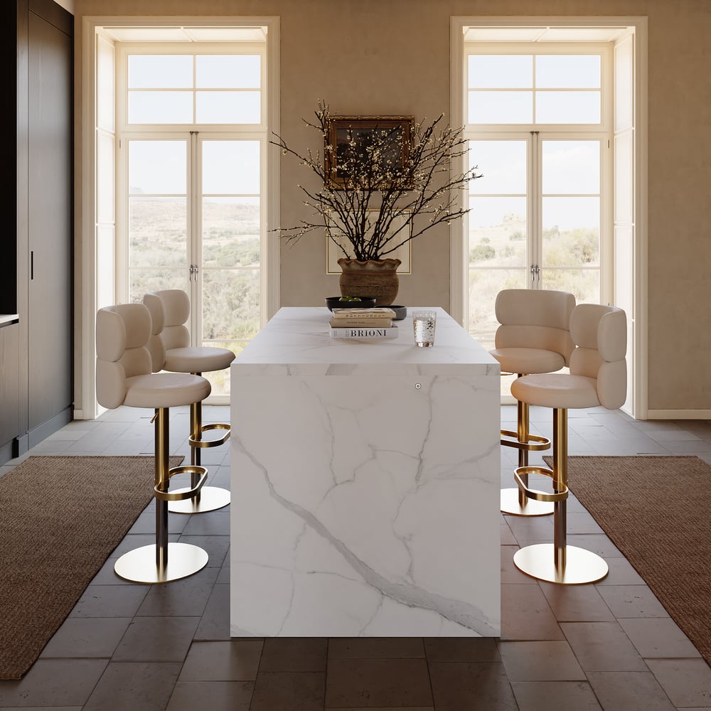 72" Modern Waterfall Kitchen lsland with Light & Storage window image