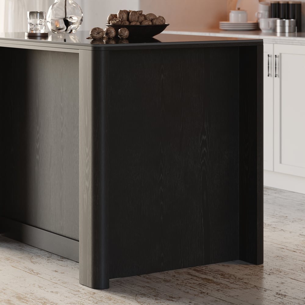 51" Sintered Stone Top Solid Wood Kitchen Island with Storage in Black window image