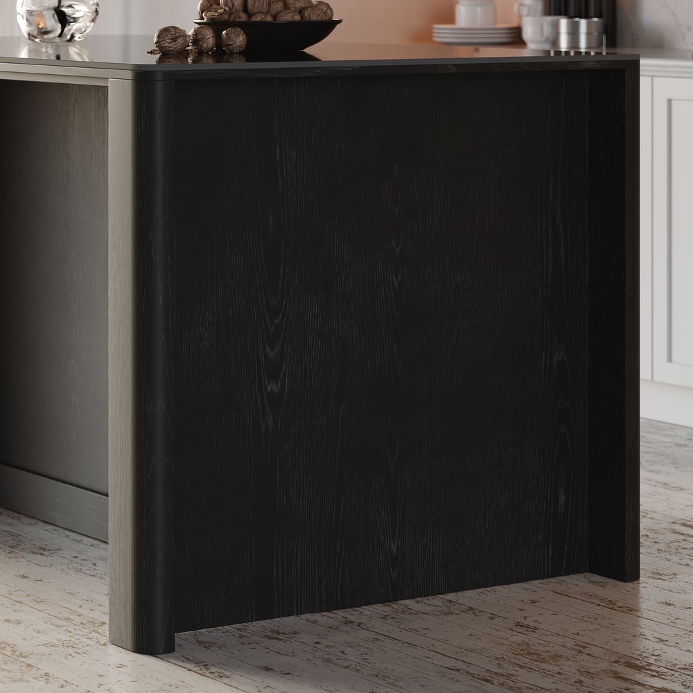 72" Sintered Stone Top Solid Wood Kitchen Island with Storage in Black window image