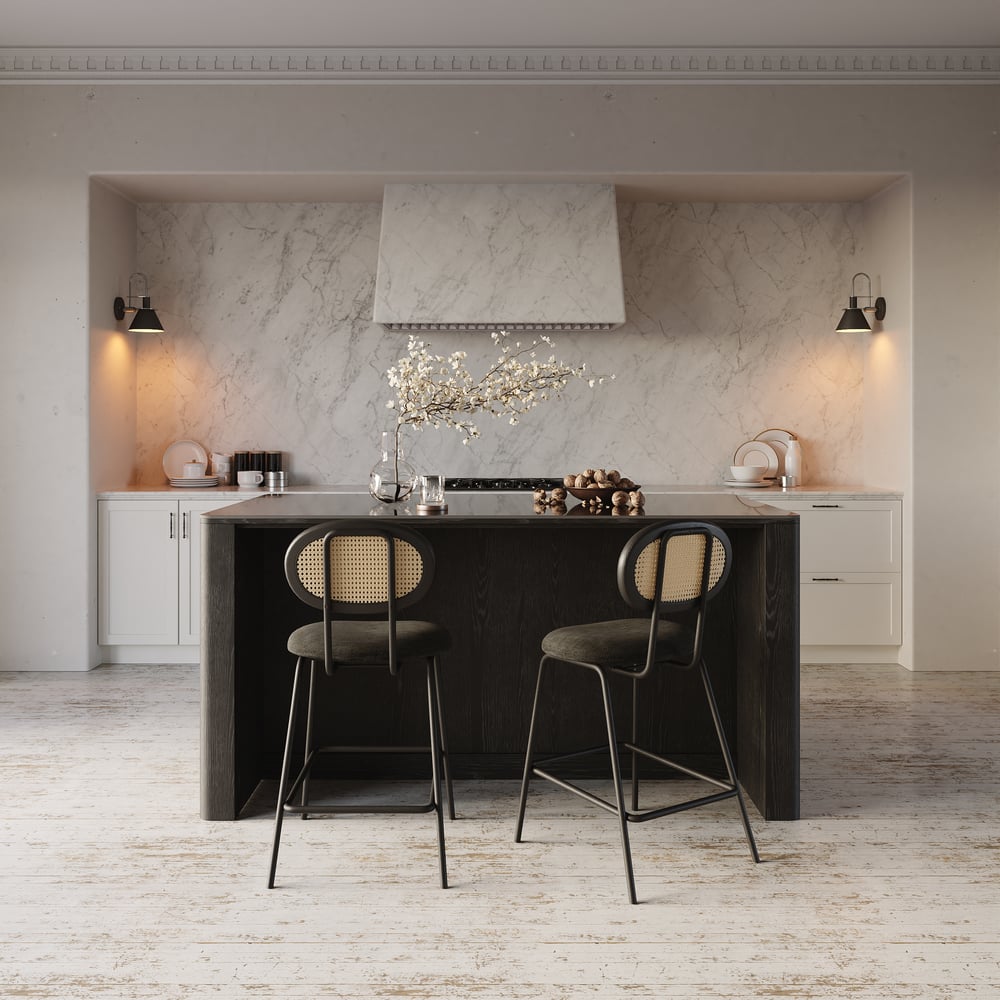 51" Sintered Stone Top Solid Wood Kitchen Island with Storage in Black window image