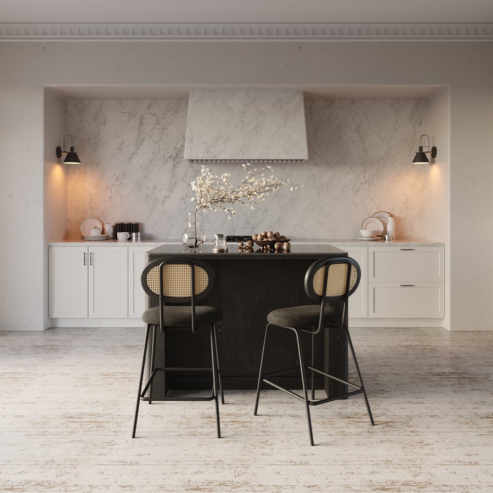 1290mm Sintered Stone Top Solid Wood Kitchen Island with Storage in Black window image