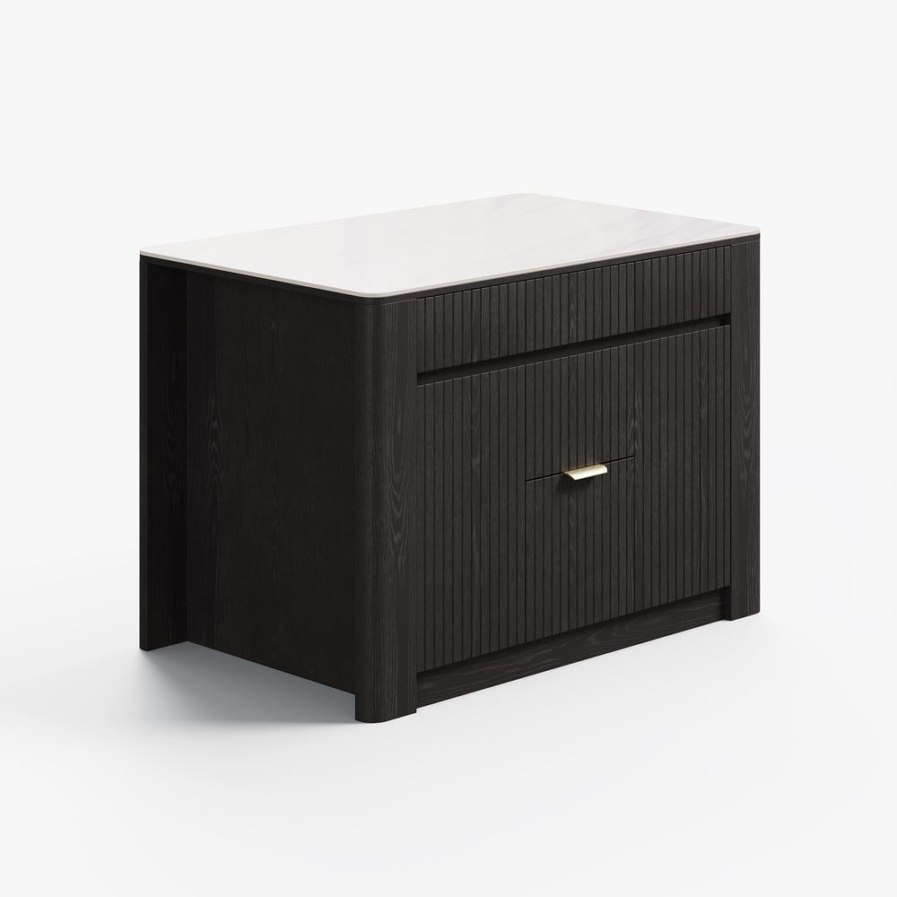 51" Sintered Stone Top Solid Wood Kitchen Island with Storage in Black window image