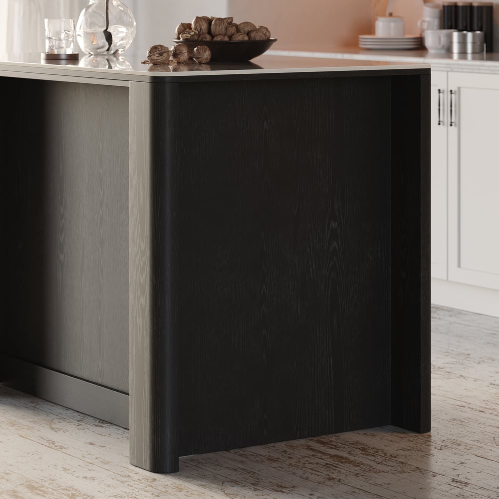 51" Sintered Stone Top Solid Wood Kitchen Island with Storage in Black window image