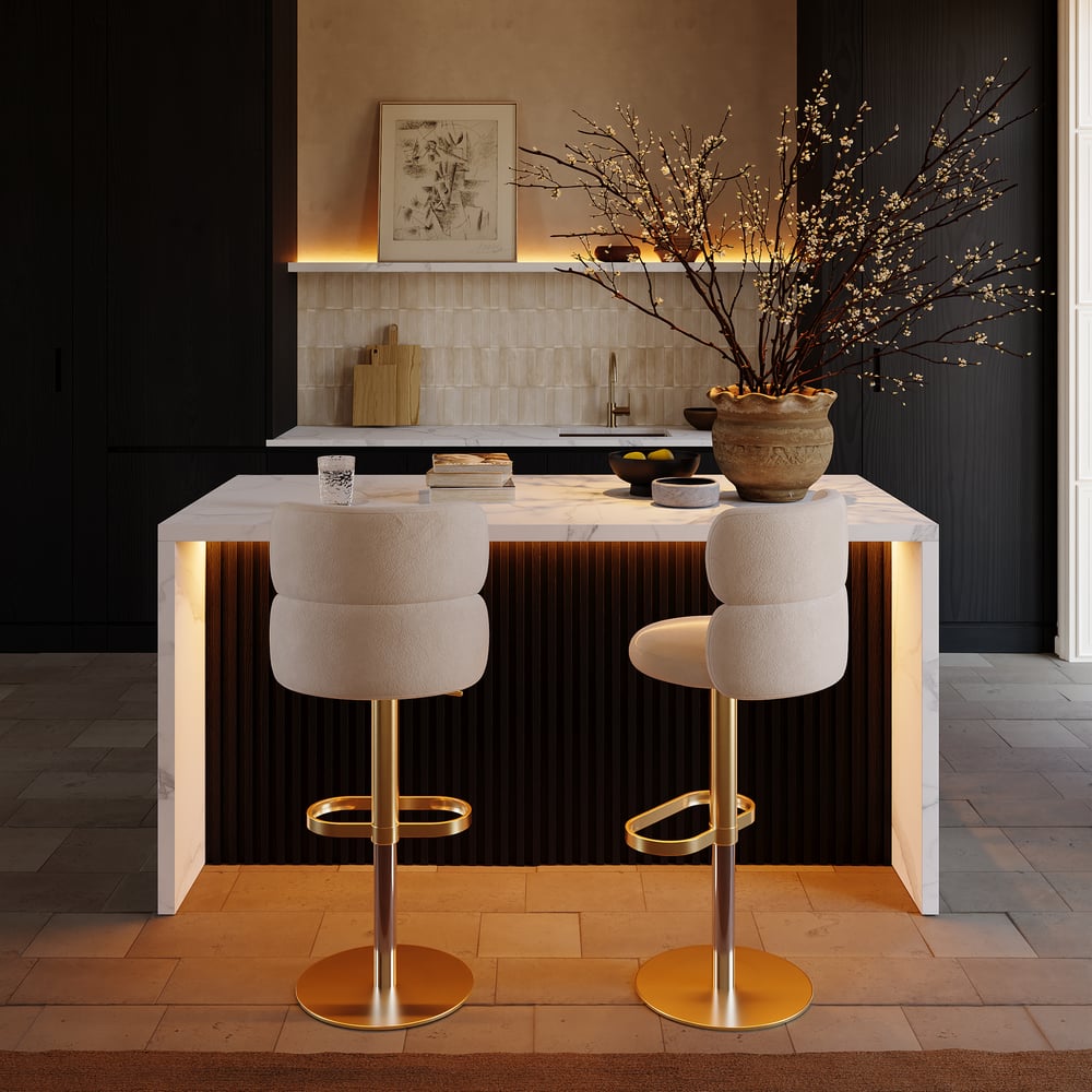 72" Modern Waterfall Kitchen lsland with Light & Storage window image