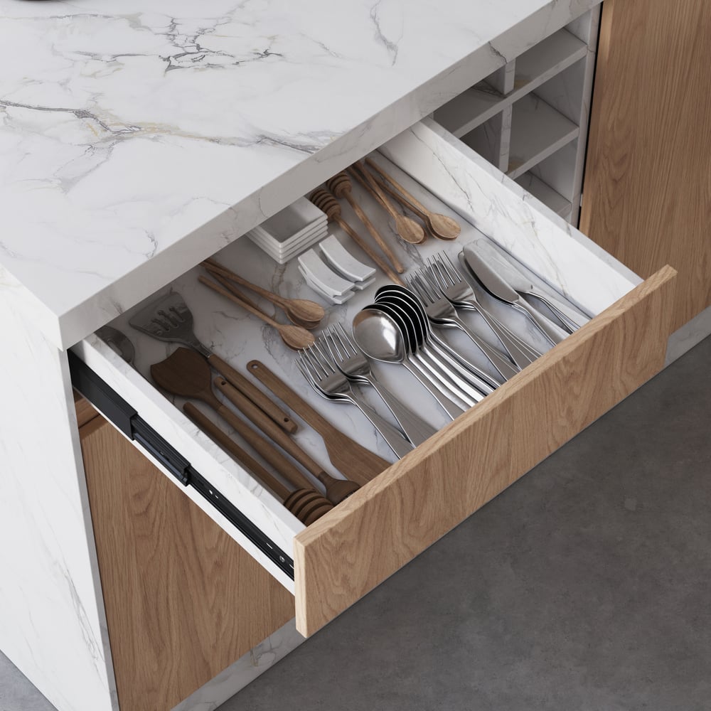 1270mm Japandi Kitchen lsland White Wooden Storage Kitchen Cabinet with Light window image