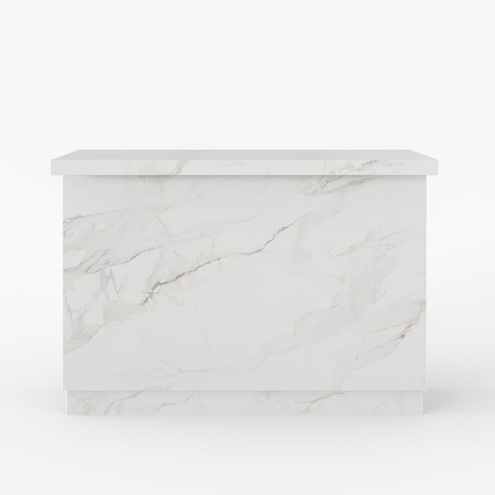 1270mm Japandi Kitchen lsland White Wooden Storage Kitchen Cabinet with Light window image