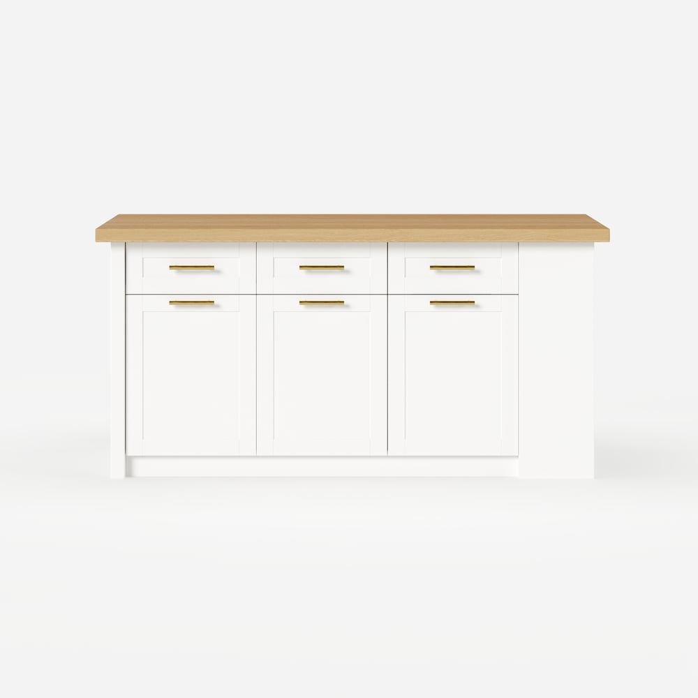 Grande ilha de cozinha natural e branca de 1830 mm com armazenamento Armário de cozinha moderno Imagem da janela