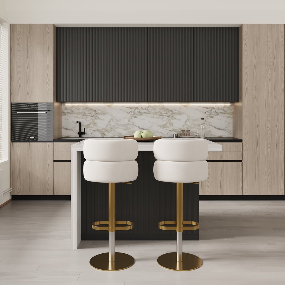 50" Modern Kitchen Island  Laminate & 2 Counter Stools Set Storage Cabinet window image