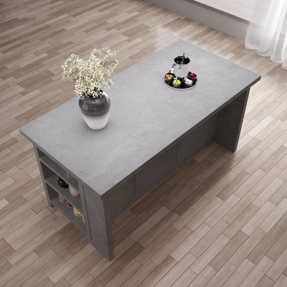 72" Modern Style Laminate Kitchen Islands with Multi-Storage Gray window image