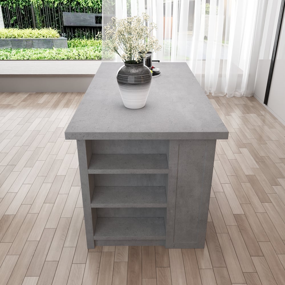 72" Modern Style Laminate Kitchen Islands with Multi-Storage Gray window image