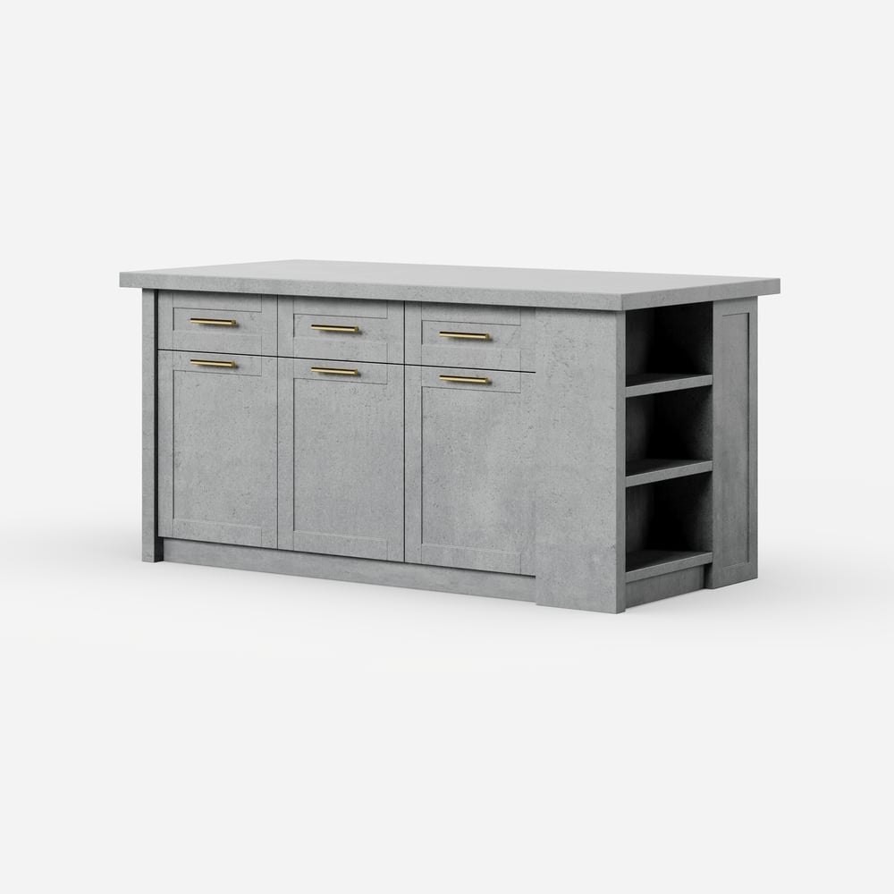 72" Modern Style Laminate Kitchen Islands with Multi-Storage Gray window image