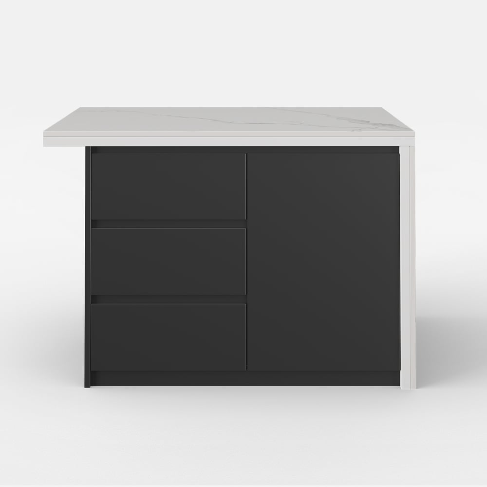 50" Modern Kitchen Island  Laminate & 2 Counter Stools Set Storage Cabinet window image