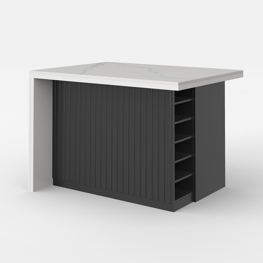 50" Modern Kitchen Island  Laminate & 2 Counter Stools Set Storage Cabinet window image