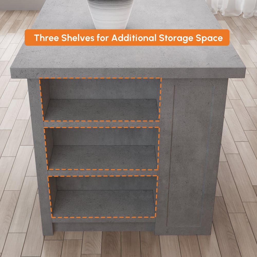 72" Modern Style Laminate Kitchen Islands with Multi-Storage Gray window image