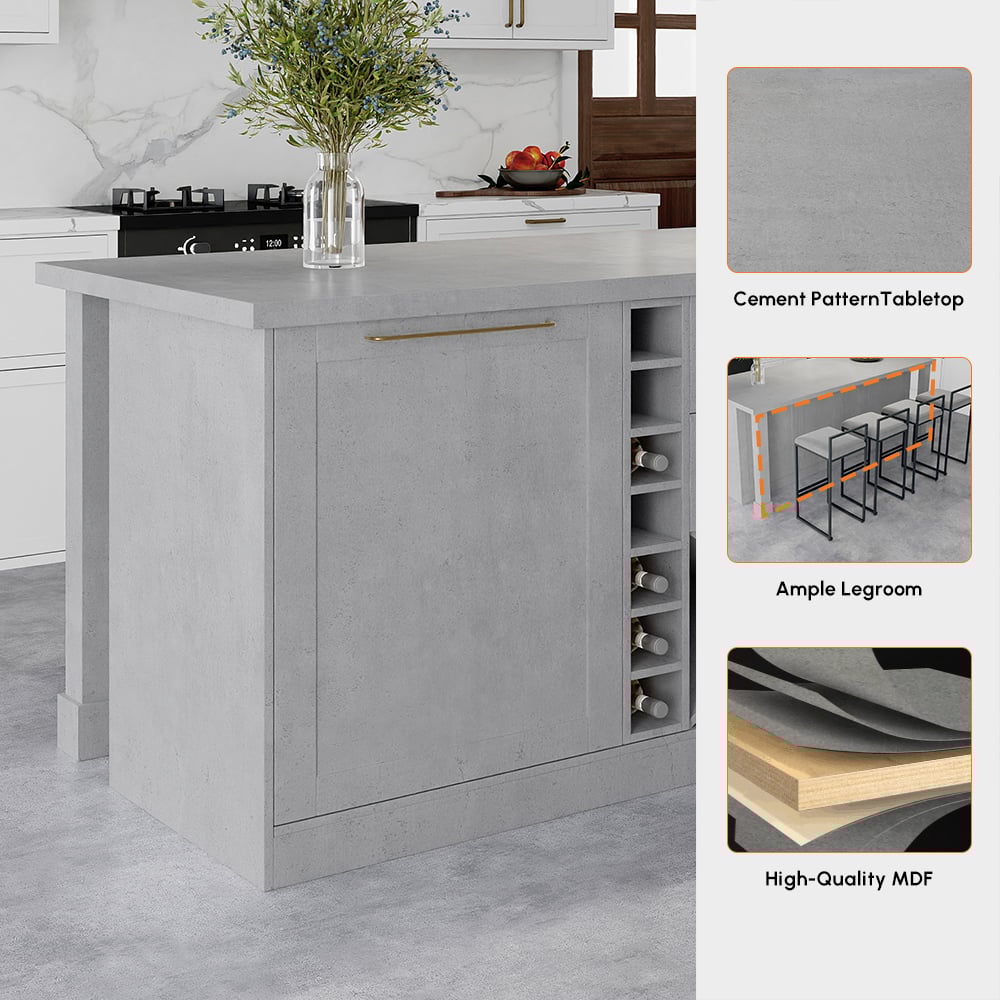 1830mm Modern Laminate Kitchen lsland Gray with Storage window image