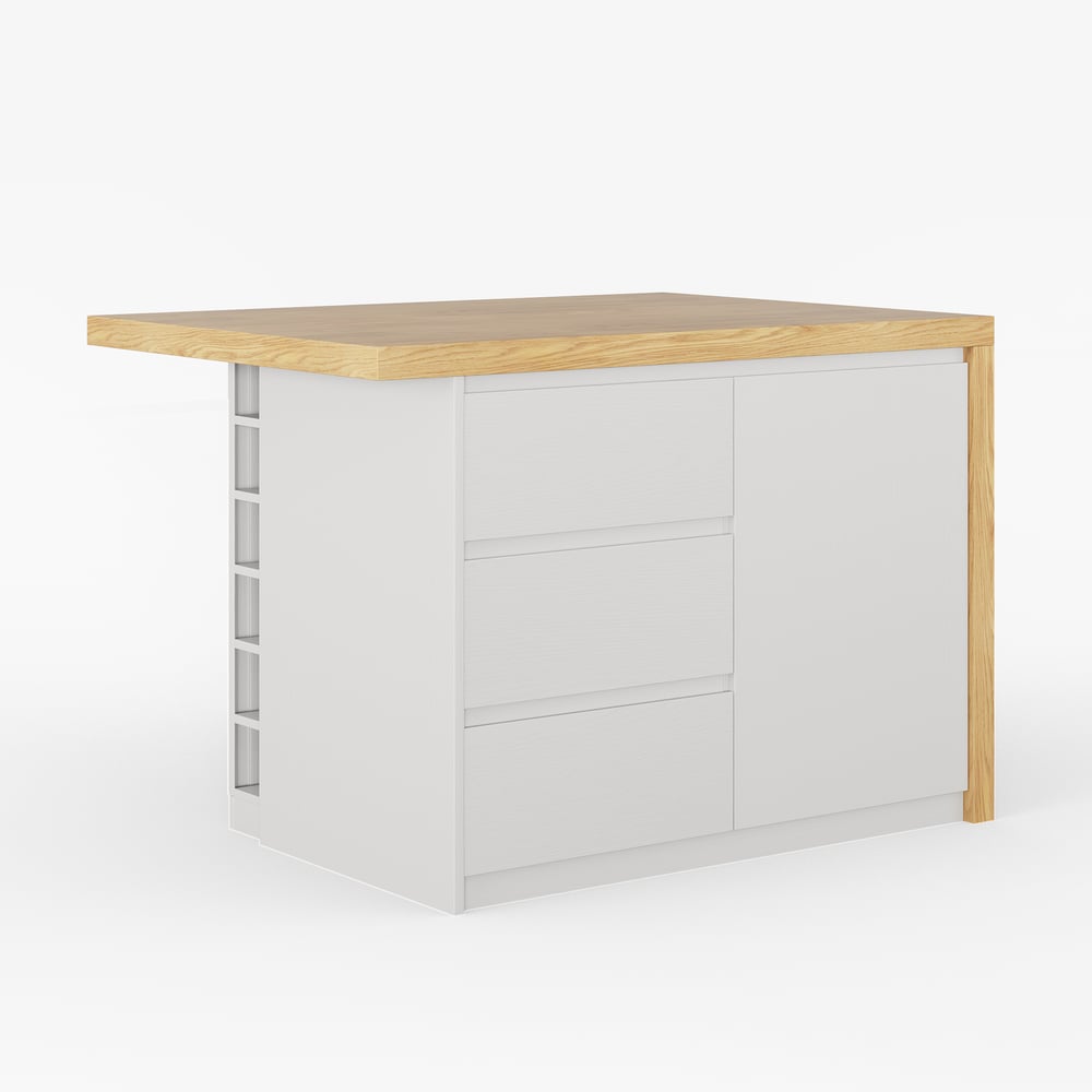 1270mm Modern Style Laminate Kitchen Islands with Ample Storage Space White & Natural window image