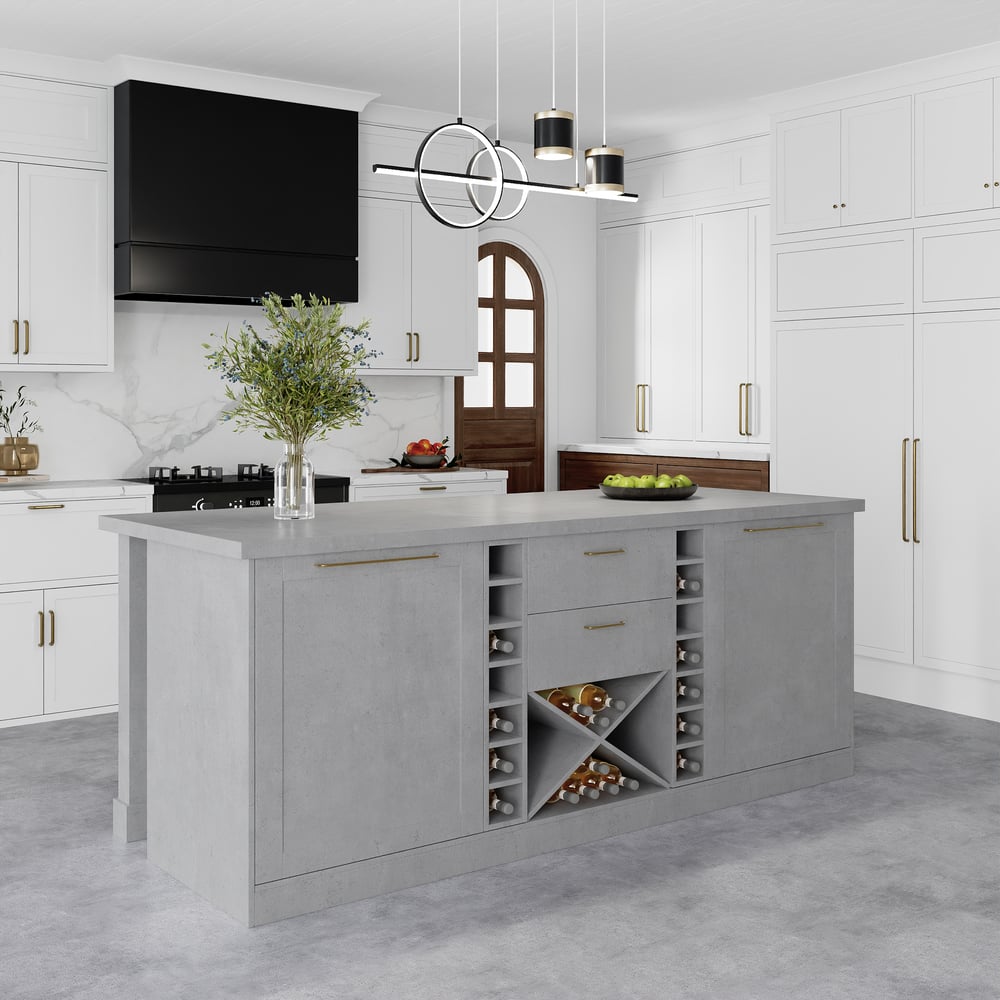 1830mm Modern Laminate Kitchen lsland Gray with Storage window image