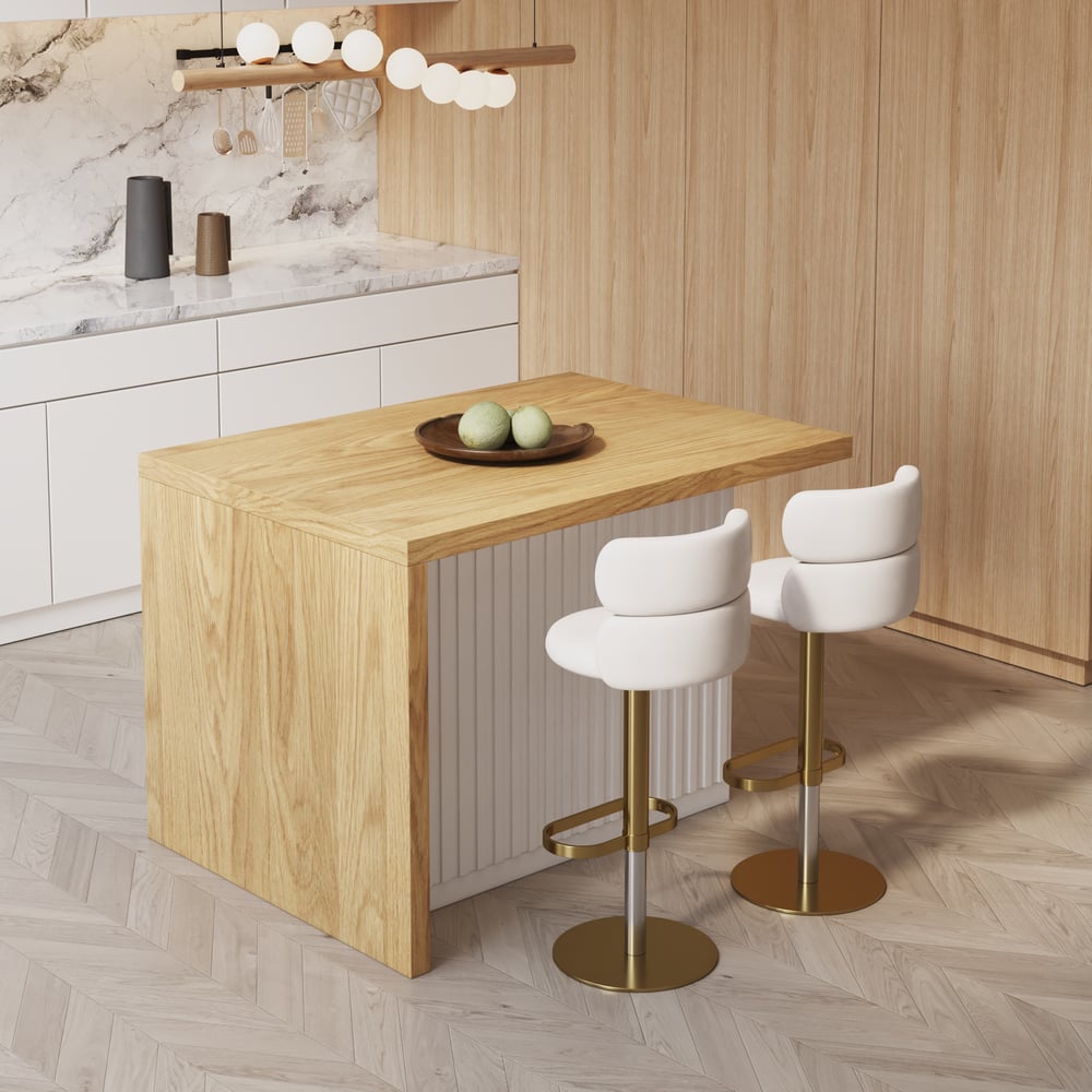 1270mm Modern Style Laminate Kitchen Islands with Ample Storage Space White & Natural window image